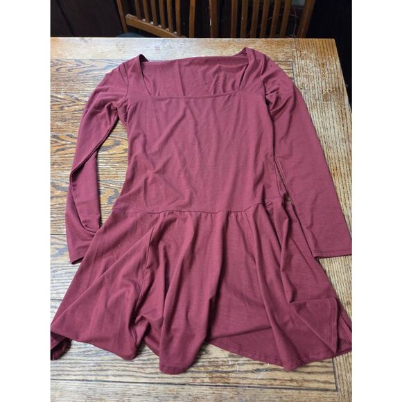 Reformation Coen Long Sleeve Drop Waist Minidress  CHIANTI Sz Large - Picture 1 of 4
